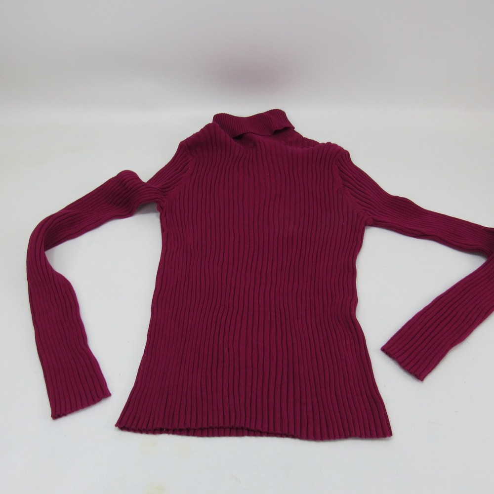 Express Womens Ribbed Turtleneck Top‎ Magenta  Knit Long Sleeve  Medium